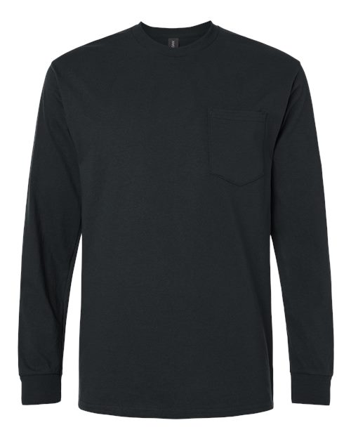 Ultra Cotton® Long Sleeve Pocket T-Shirt - Front - B05060503 - Black