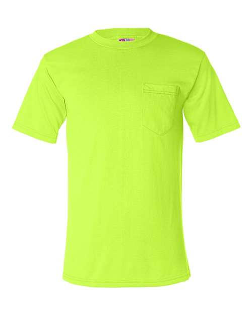 USA-Made 50/50 Pocket T-Shirt - Front - B05879173 - Safety Green