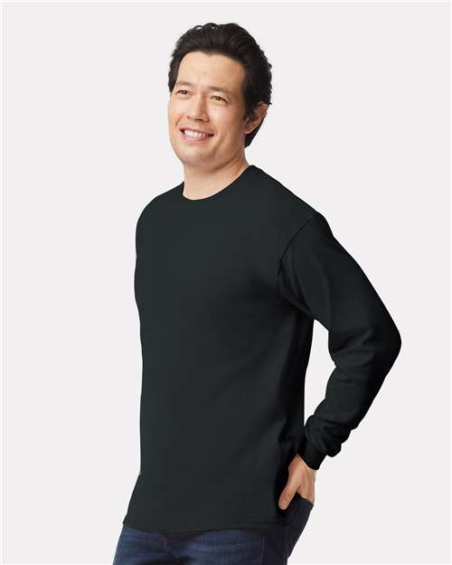 Ultra Cotton® Long Sleeve T-Shirt - OnModelSide - B06060503 - Black