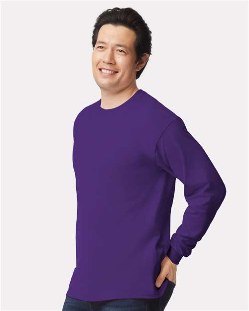 Ultra Cotton® Long Sleeve T-Shirt - OnModelSide - B06060673 - Purple