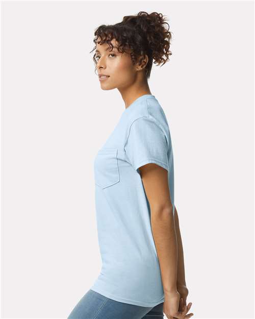 Ultra Cotton® Pocket T-Shirt - OnModelSide - B07060253 - Light Blue