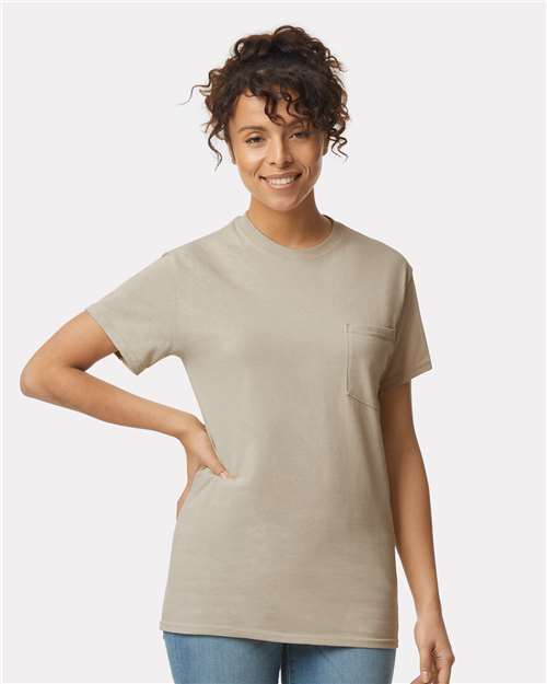 Ultra Cotton® Pocket T-Shirt - OnModelFront - B07060733 - Sand