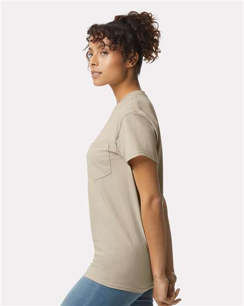 Ultra Cotton® Pocket T-Shirt - OnModelSide - B07060733 - Sand