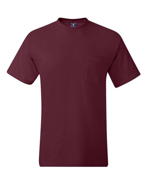 Beefy-T® Pocket T-Shirt - Front - B08500533 - Maroon