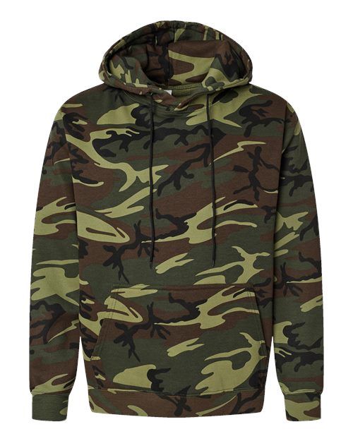 Camo Pullover Fleece Hoodie - Front - B22038623 - Green Woodland
