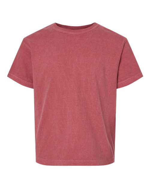 Garment-Dyed Youth Heavyweight T-Shirt - Front - B31608221 - Crimson