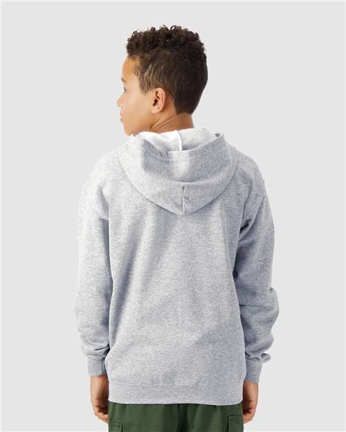 Heavy Blend™ Youth Full-Zip Hooded Sweatshirt - OnModelBack - B32360582 - Sport Grey