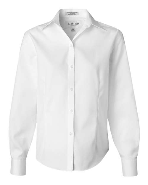 Women's Non-Iron Pinpoint Oxford Shirt - Front - B43597006 - White