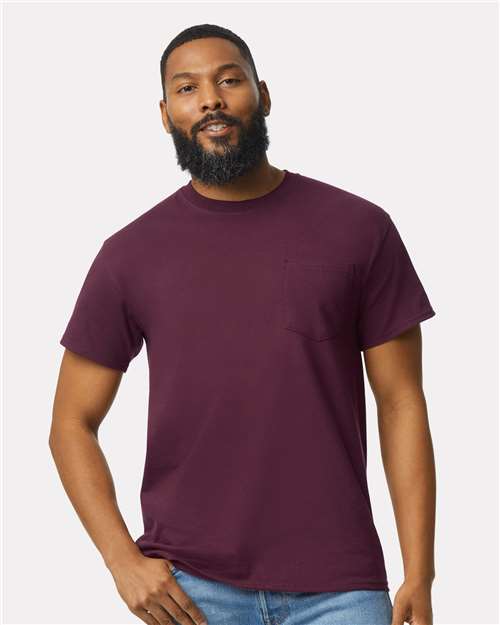 Ultra Cotton® Pocket T-Shirt - OnModelFront - B07060533 - Maroon