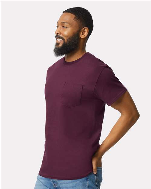 Ultra Cotton® Pocket T-Shirt - OnModelSide - B07060533 - Maroon