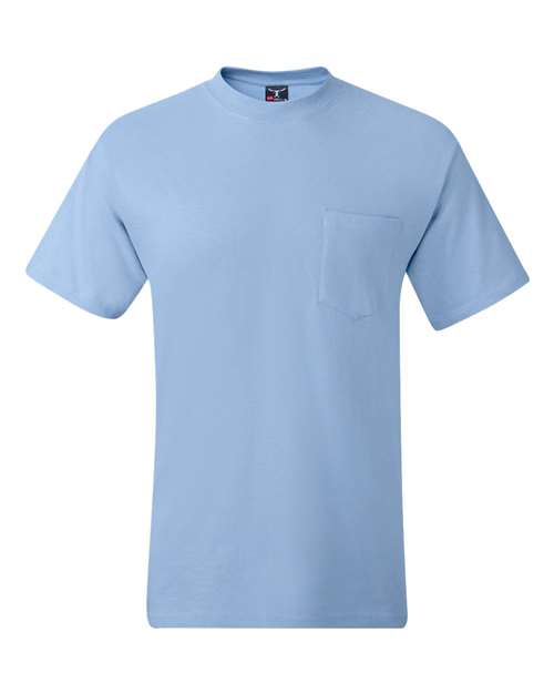 Beefy-T® Pocket T-Shirt - Front - B08500253 - Light Blue
