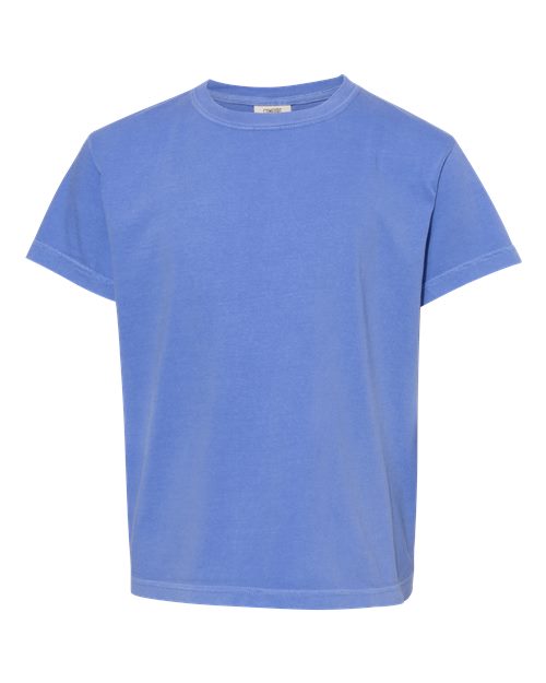 Garment-Dyed Youth Heavyweight T-Shirt - Front - B31608481 - Flo Blue