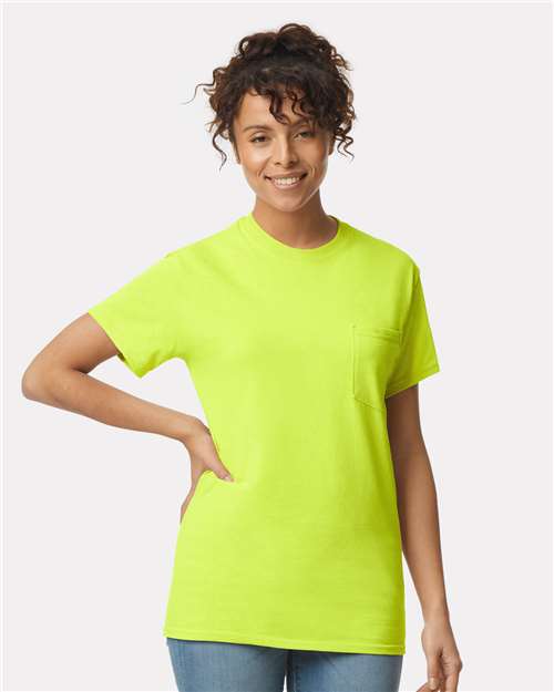 Ultra Cotton® Pocket T-Shirt - OnModelFront - B07060163 - Safety Green