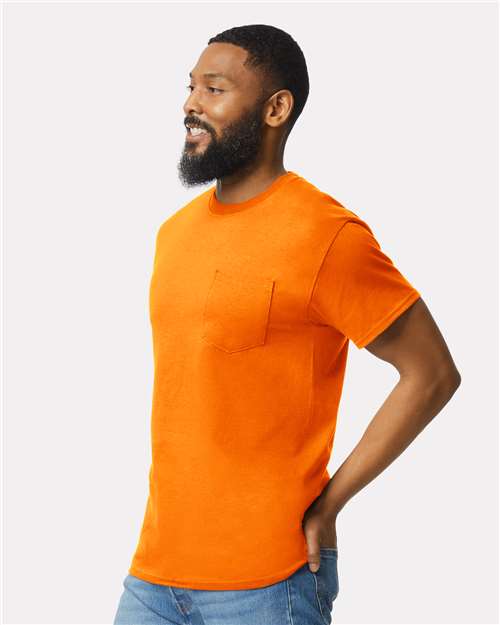 Ultra Cotton® Pocket T-Shirt - OnModelSide - B07060333 - Safety Orange