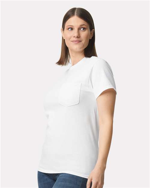 Ultra Cotton® Pocket T-Shirt - OnModelSide - B07060003 - White