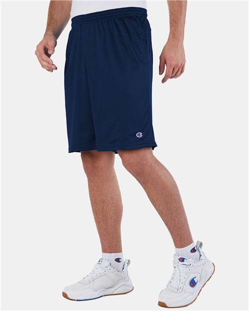Polyester Mesh 9" Shorts with Pockets - OnModelSide - B09084653 - Navy