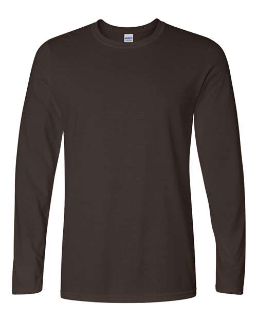 Unisex Softstyle® Long Sleeve T-Shirt - Front - B05660053 - Dark Chocolate
