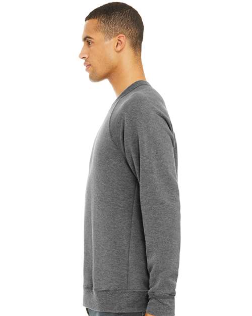 Sponge Fleece Raglan Crewneck Sweatshirt - OnModelSide - B85106582 - Grey Triblend