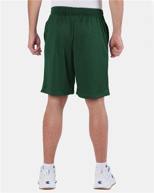 Polyester Mesh 9" Shorts with Pockets - OnModelBack - B09084193 - Athletic Dark Green