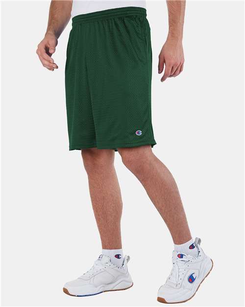 Polyester Mesh 9" Shorts with Pockets - OnModelSide - B09084193 - Athletic Dark Green