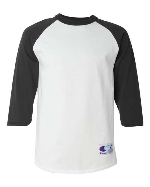 Unisex Raglan Sleeve Baseball T-Shirt - Front - B04884006 - White/ Black