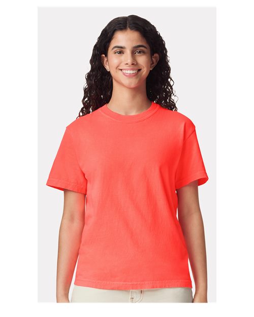 Garment-Dyed Heavyweight T-Shirt - OnModelFront - B00708153 - Neon Red Orange