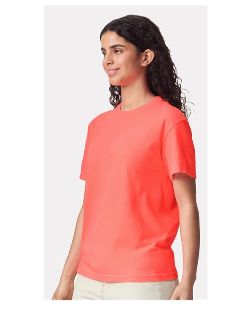 Garment-Dyed Heavyweight T-Shirt - OnModelSide - B00708153 - Neon Red Orange
