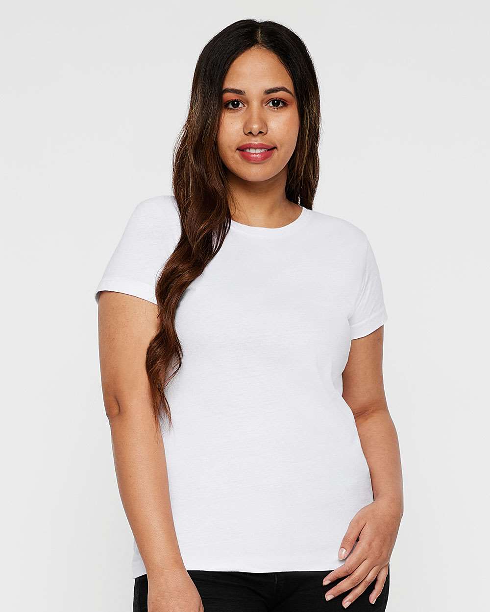 Women's Fine Jersey Tee - OnModelFront - B87238002 - White