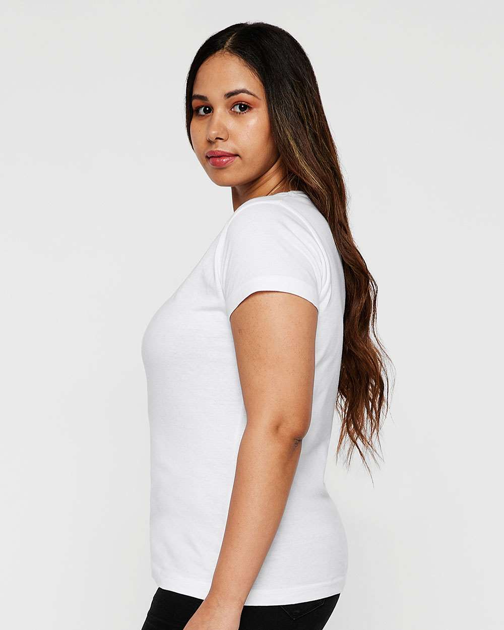 Women's Fine Jersey Tee - OnModelSide - B87238002 - White