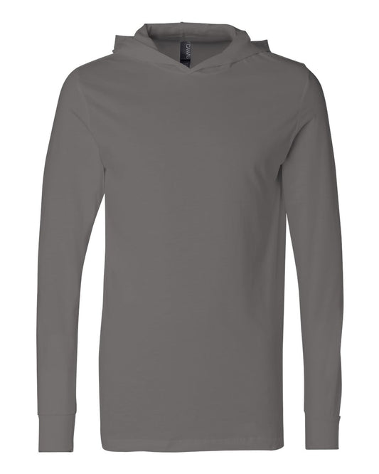 Unisex Jersey Hooded Long Sleeve Tee - Front - B82006092 - Asphalt
