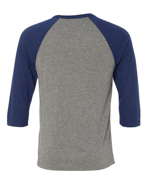 Three-Quarter Sleeve Baseball Tee - Back - B80106652 - Grey/ Navy Triblend