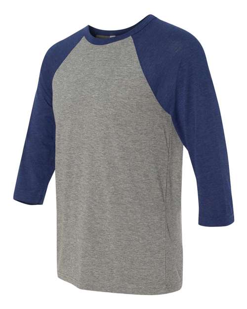 Three-Quarter Sleeve Baseball Tee - Side - B80106652 - Grey/ Navy Triblend