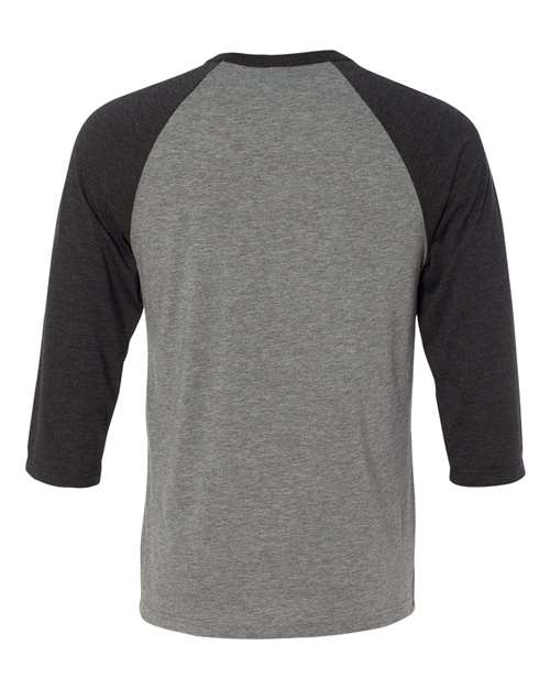 Three-Quarter Sleeve Baseball Tee - Back - B80106092 - Grey/ Charcoal Black Triblend