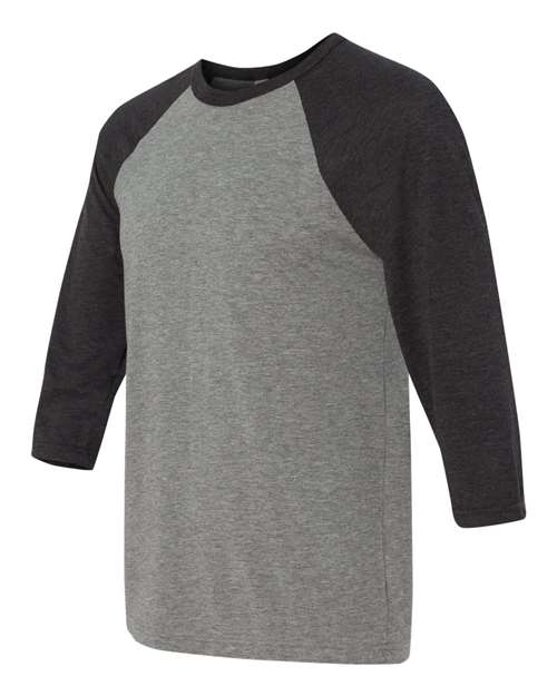 Three-Quarter Sleeve Baseball Tee - Side - B80106092 - Grey/ Charcoal Black Triblend