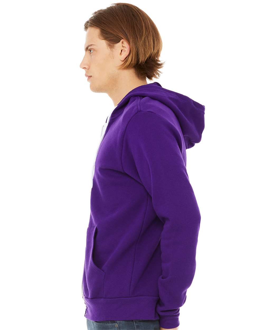 Sponge Fleece Full-Zip Hoodie - OnModelSide - B80406672 - Team Purple