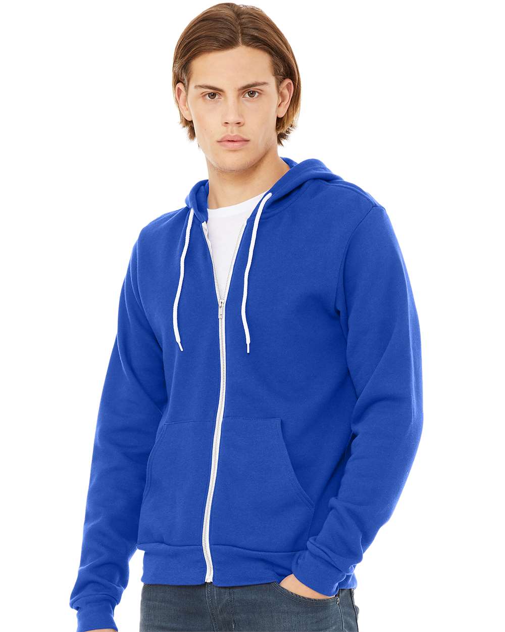 Sponge Fleece Full-Zip Hoodie - OnModelFront - B80406752 - True Royal