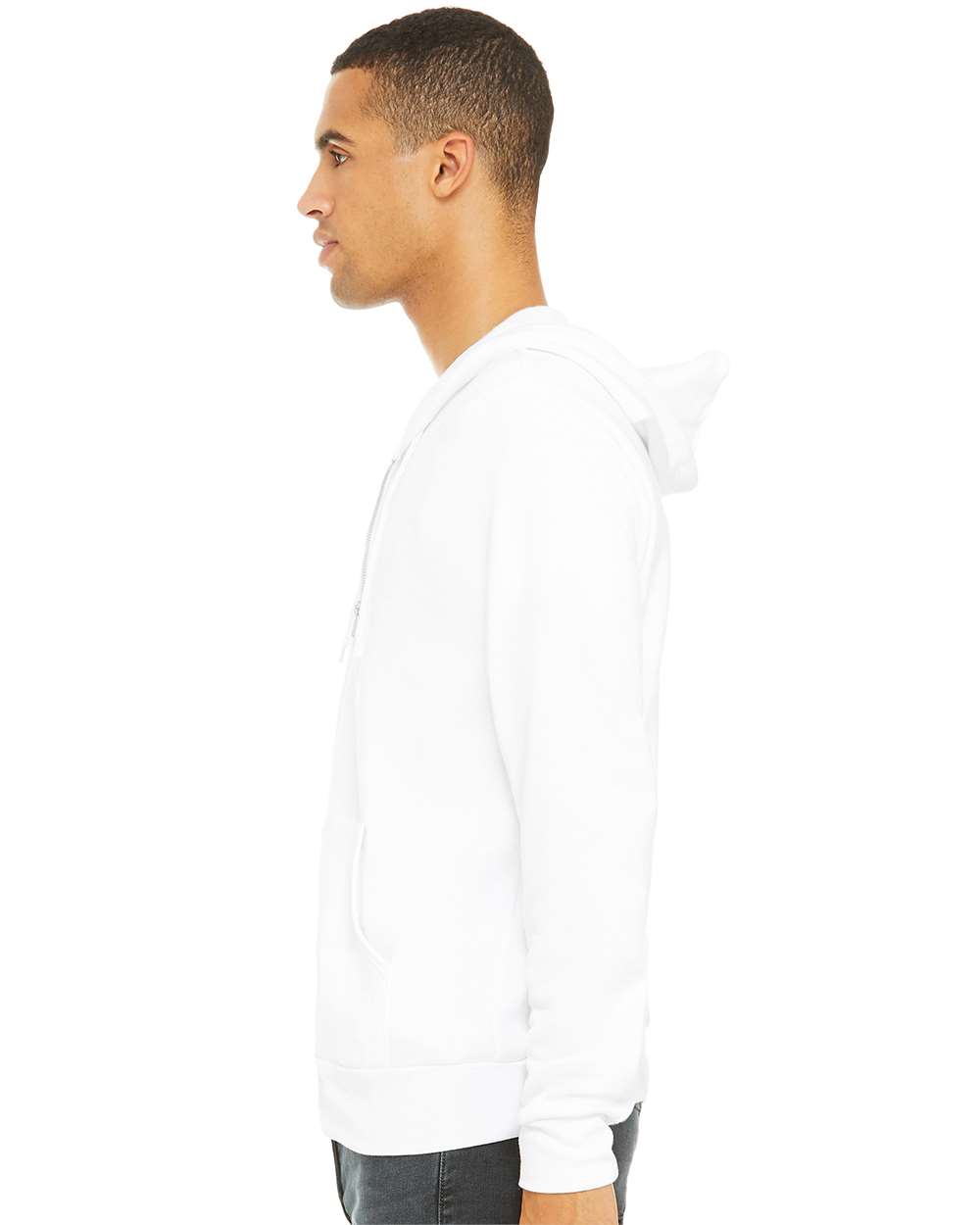 Sponge Fleece Full-Zip Hoodie - OnModelSide - B80406002 - White