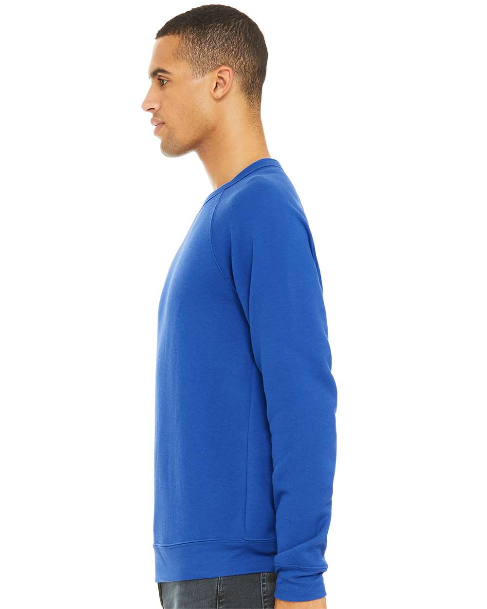 Sponge Fleece Raglan Crewneck Sweatshirt - OnModelSide - B85106752 - True Royal