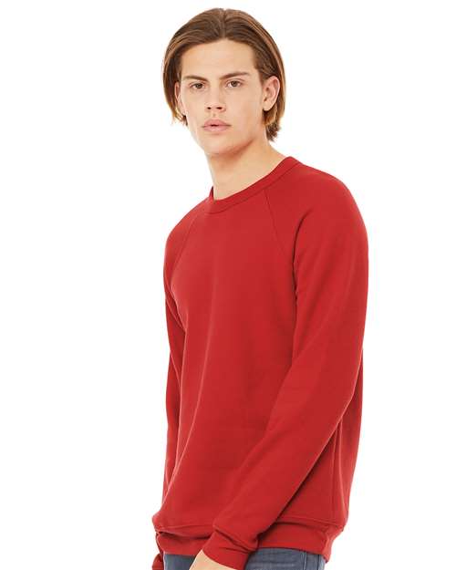 Sponge Fleece Raglan Crewneck Sweatshirt - OnModelSide - B85106622 - Red