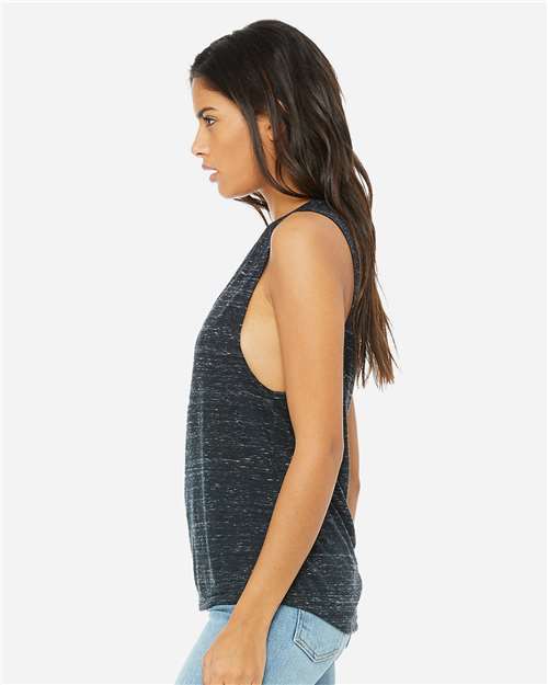 Women's Flowy Scoop Muscle Tank - OnModelSide - B55806516 - Black Marble