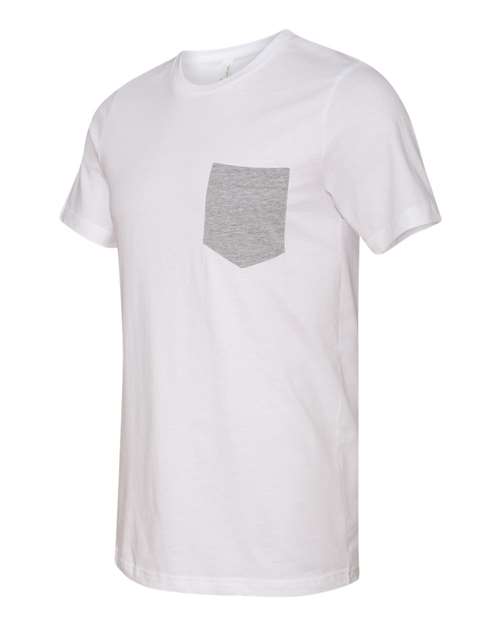 Jersey Pocket Tee - Side - B01906583 - White/ Athletic Heather