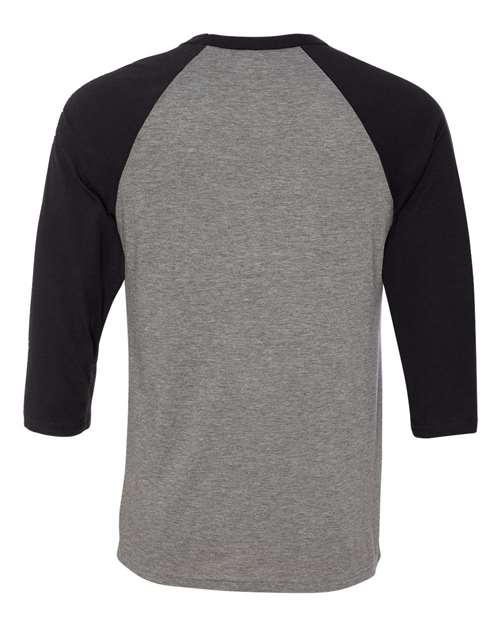 Three-Quarter Sleeve Baseball Tee - Back - B80106072 - Deep Heather/ Black