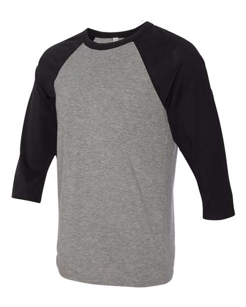 Three-Quarter Sleeve Baseball Tee - Side - B80106072 - Deep Heather/ Black