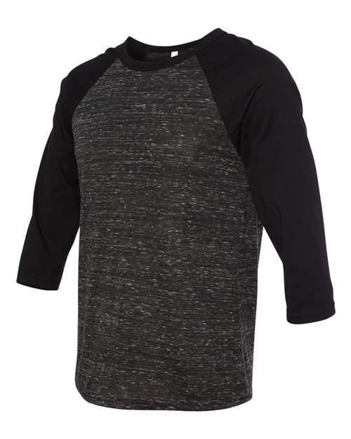Three-Quarter Sleeve Baseball Tee - Side - B80106502 - Black Marble/ Black