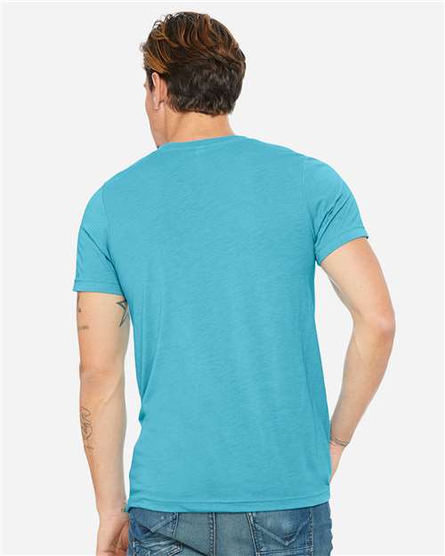Unisex Triblend V-Neck Tee - OnModelBack - B02006054 - Aqua Triblend