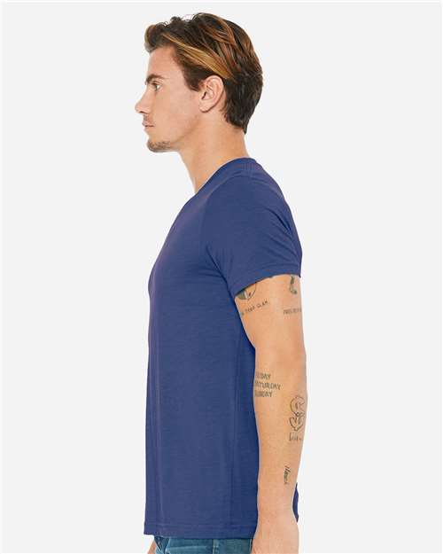 Unisex Triblend V-Neck Tee - OnModelSide - B02006756 - True Royal Triblend