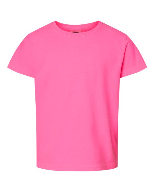 Garment-Dyed Youth Heavyweight T-Shirt - Front - B31608301 - Neon Pink
