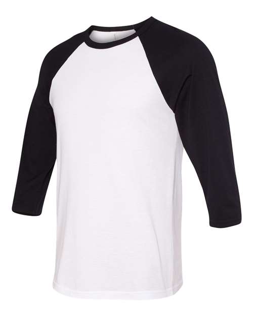 Three-Quarter Sleeve Baseball Tee - Side - B80106512 - White/ Black