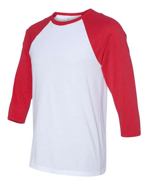 Three-Quarter Sleeve Baseball Tee - Side - B80106712 - White/ Red