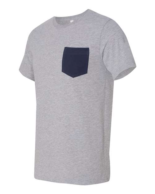 Jersey Pocket Tee - Side - B01906593 - Athletic Heather/ Navy
